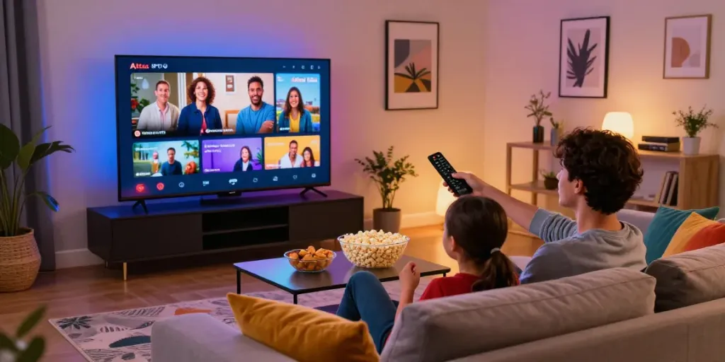 Profitez du meilleur divertissement avec Atlas Iptv dans un salon moderne.
